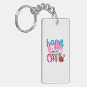 Cat Art Home is waar mijn kat is Sleutelhanger (Voorkant Links)