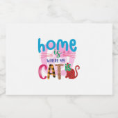 Cat Art Home is waar mijn kat is Sparkling Wijnetiket (Enkel label)