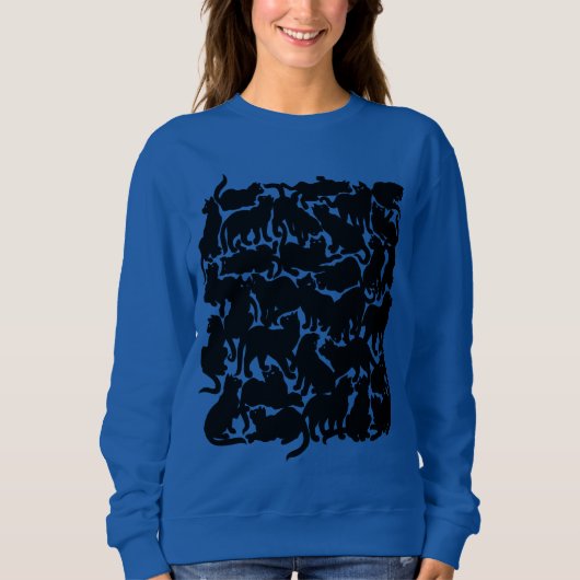 Cat Art Jersey Shirten met klassieke zwarte kat vo Trui (Voorkant)