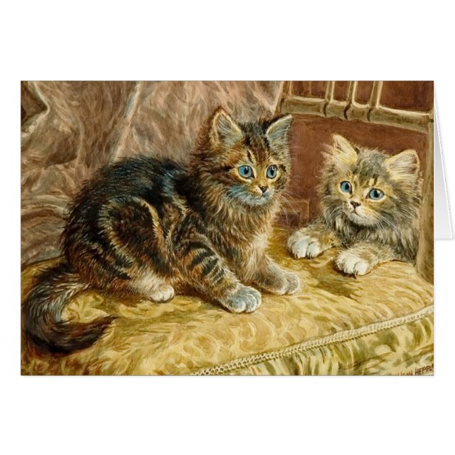 Cat Art Kaart:  katjes - Victoriaans kunst (Voorkant Horizontaal)