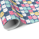 Cat Art | Leuke kat gezichten Cadeaupapier (Rol Hoek)