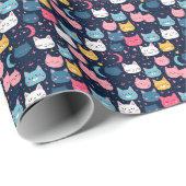 Cat Art | Leuke kat gezichten Cadeaupapier (Rol Hoek)