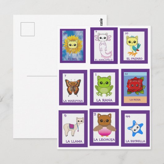Cat Art Lottería Briefkaart (Voorkant / Achterkant)