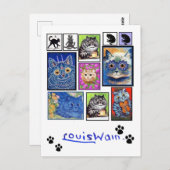 Cat Art, Louis Wain, gevouwen vakantie Kaart (Voorkant / Achterkant)