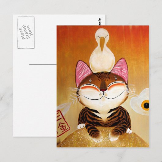 Cat Art - metaal (5 elementen) Briefkaart (Voorkant / Achterkant)