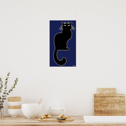 Cat Art Poster Indigo Cat Lover Prints Posters (Keuken)
