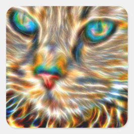 Cat Art Square Stickers - Glanzend