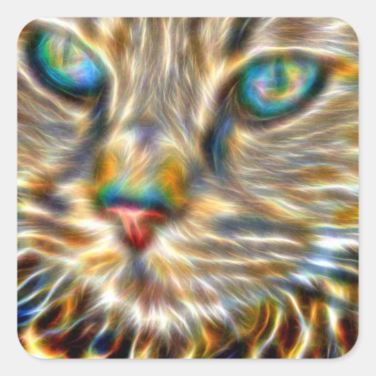 Cat Art Square Stickers - Glanzend (Voorkant)