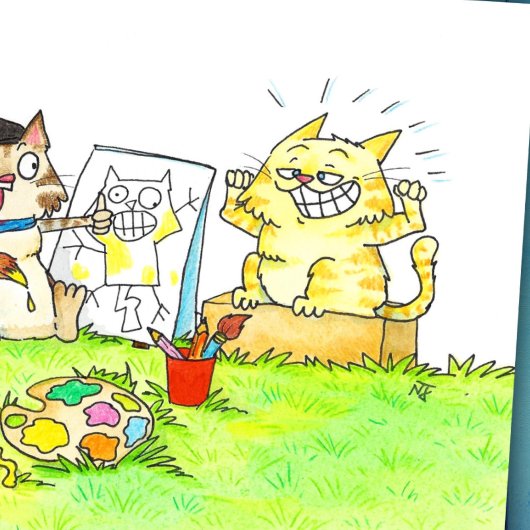 Cat Art Student Briefkaart