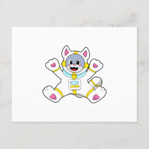 Cat as Astronaut in Costume Briefkaart