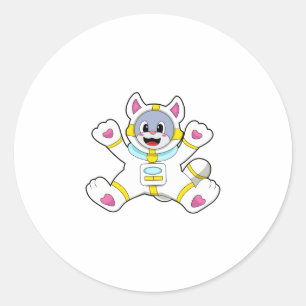 Cat as Astronaut in Costume Ronde Sticker