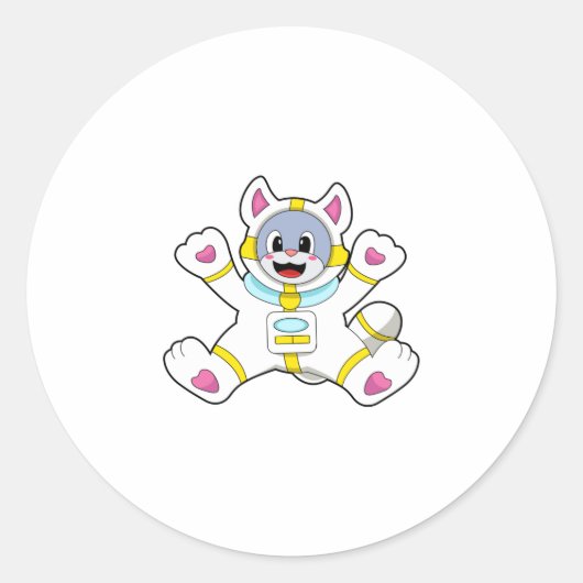Cat as Astronaut in Costume Ronde Sticker (Voorkant)