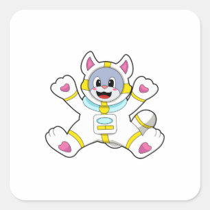 Cat as Astronaut in Costume Vierkante Sticker