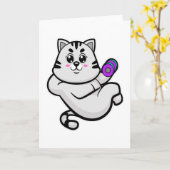 Cat as Bodybuilder with Dumbbell Kaart (Gele Bloem)