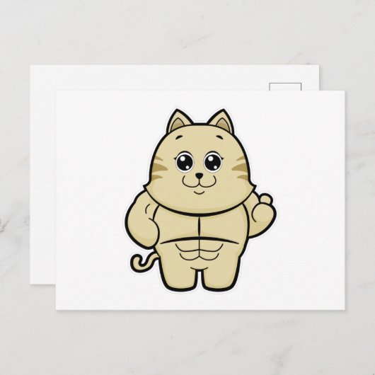 Cat as Bodybuilder with Six pack Briefkaart (Voorkant / Achterkant)