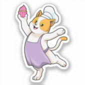 Cat as Cook with Cooking apron & Muffin Sticker (Voorkant)
