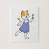 Cat as Hair stylist with Scissors Legpuzzel (Verticaal)