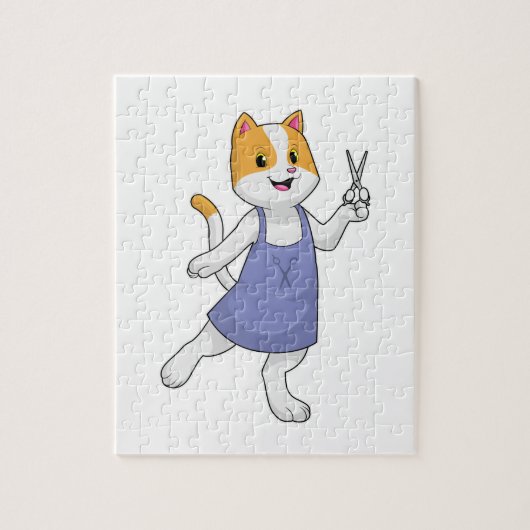 Cat as Hair stylist with Scissors Legpuzzel (Verticaal)