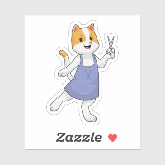 Cat as Hair stylist with Scissors Sticker (Vel)