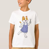 Cat as Hair stylist with Scissors T-shirt (Voorkant)