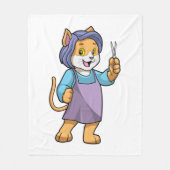 Cat as Hairdresser with Scissors Fleece Deken (Voorkant)
