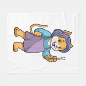 Cat as Hairdresser with Scissors Fleece Deken (Voorkant (Horizontaal))