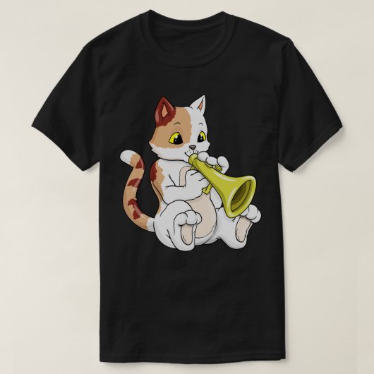 Cat as musician with trumpet t-shirt (Design voorkant)