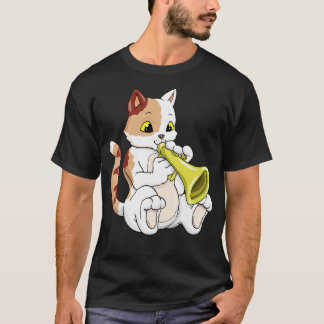 Cat as musician with trumpet t-shirt