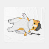 Cat as Painter with Paint brush Fleece Deken (Voorkant (Horizontaal))