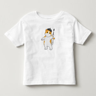 Cat as Painter with Paint brush Kinder Shirts