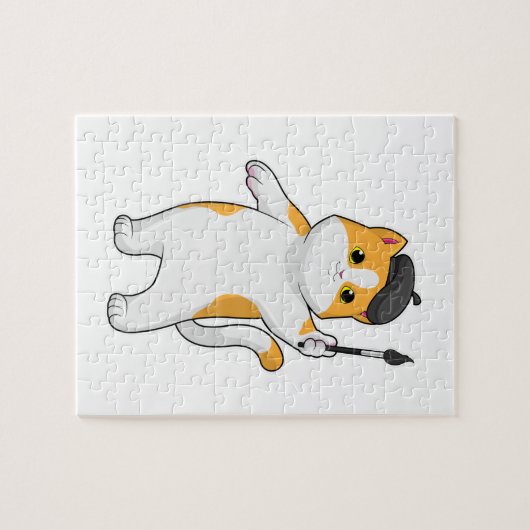 Cat as Painter with Paint brush Legpuzzel (Horizontaal)