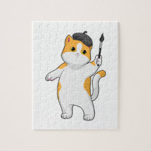 Cat as Painter with Paint brush Legpuzzel