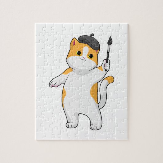 Cat as Painter with Paint brush Legpuzzel (Verticaal)