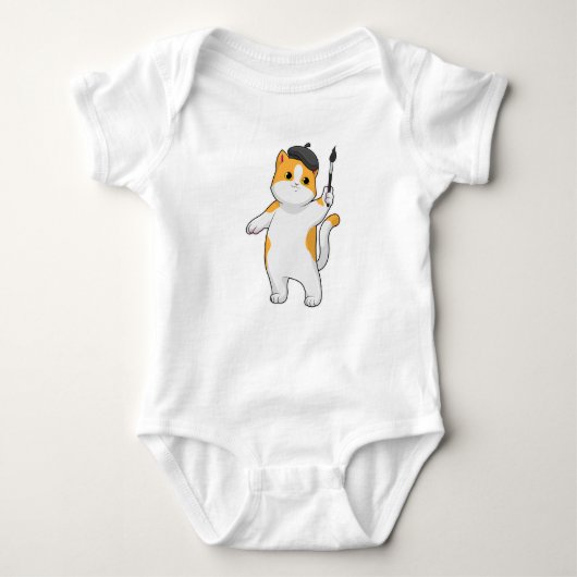 Cat as Painter with Paint brush Romper (Voorkant)