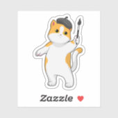 Cat as Painter with Paint brush Sticker (Vel)