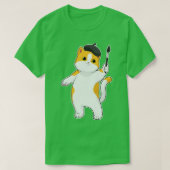 Cat as Painter with Paint brush T-shirt (Design voorkant)