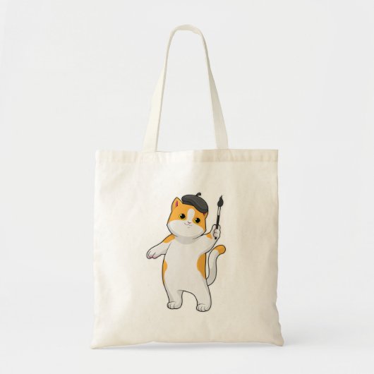 Cat as Painter with Paint brush Tote Bag (Voorkant)