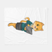 Cat as Secretary with Laptop Fleece Deken (Voorkant (Horizontaal))