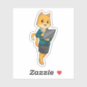 Cat as Secretary with Laptop Sticker (Vel)