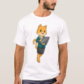 Cat as Secretary with Laptop T-shirt (Voorkant)