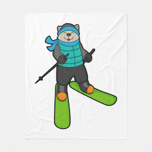 Cat as Skier with Ski Fleece Deken (Voorkant)
