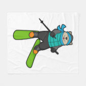Cat as Skier with Ski Fleece Deken (Voorkant (Horizontaal))