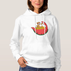 Cat as Surfer with Watermelon Hoodie