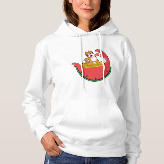 Cat as Surfer with Watermelon Hoodie (Voorkant)