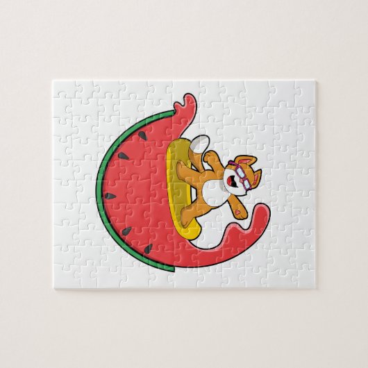 Cat as Surfer with Watermelon Legpuzzel (Horizontaal)