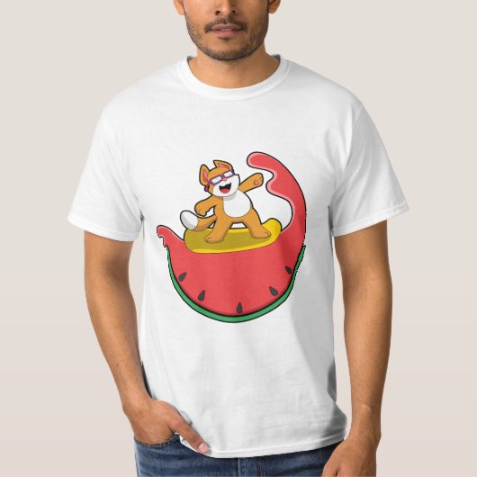 Cat as Surfer with Watermelon T-shirt (Voorkant)