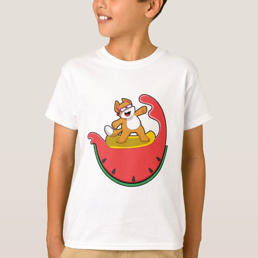 Cat as Surfer with Watermelon T-shirt (Voorkant)