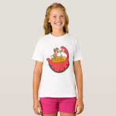 Cat as Surfer with Watermelon T-shirt (Voorkant volledig)
