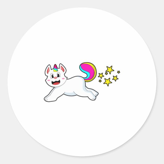 Cat as Unicorn Ronde Sticker (Voorkant)