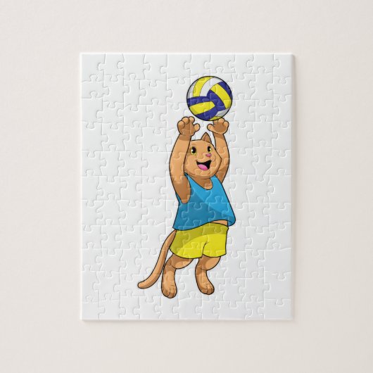 Cat as Volleyball player with Volleyball Legpuzzel (Verticaal)